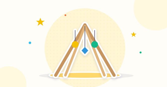 Illustration Spielbogen aus Holz für Babys