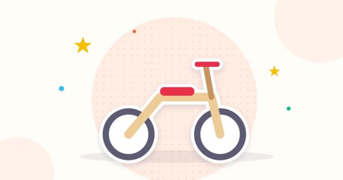 Illustration Laufrad aus Holz