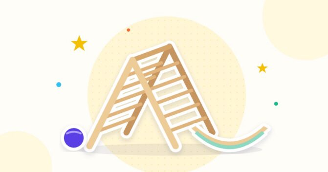 Illustration Pikler-Dreieck und Balance-Board