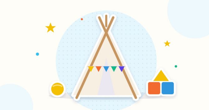 Illustration Tipi-Zelt fürs Kinderzimmer mit Wimpelkette